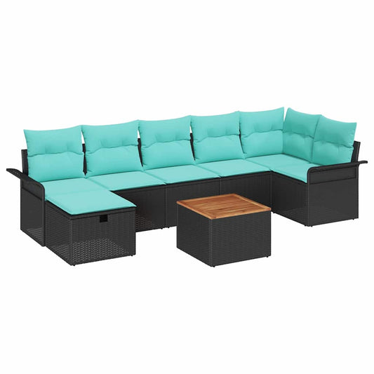 vidaXL Σετ Καναπέ Κήπου με μαξιλάρι 8 pcs Μαύρο συνθετικό ρατάν