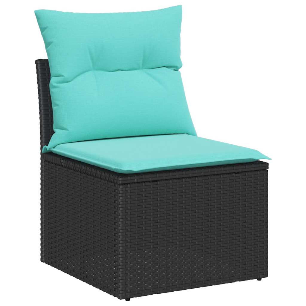 vidaXL Σετ Καναπέ Κήπου με μαξιλάρι 7 pcs Μαύρο συνθετικό ρατάν