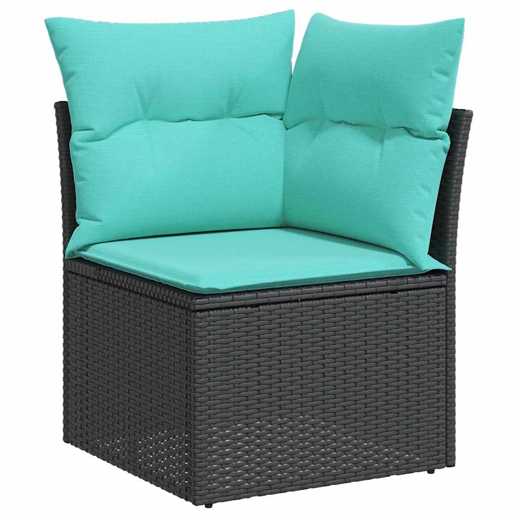 vidaXL Σετ Καναπέ Κήπου με μαξιλάρι 7 pcs Μαύρο συνθετικό ρατάν