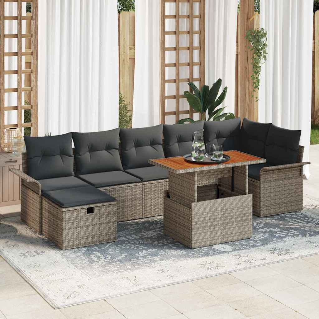 vidaXL Σετ Καναπέ Κήπου 8 τμχ. Γκρι συνθετικό ρατάν