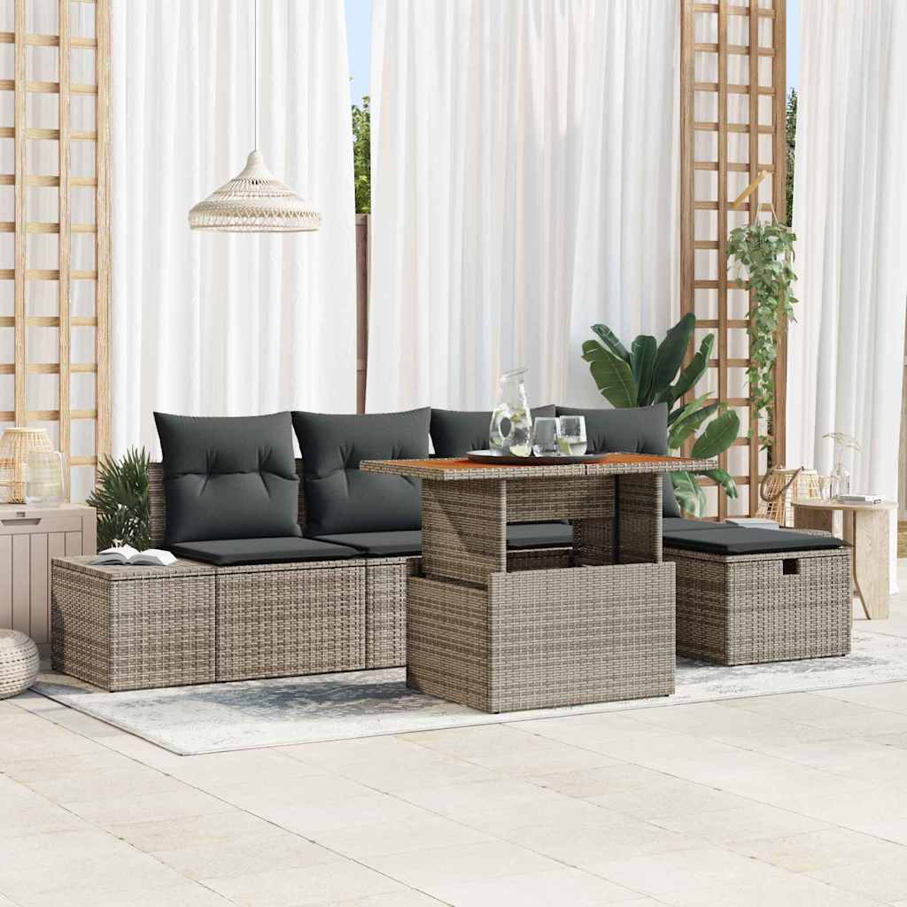 vidaXL Σετ Καναπέ Κήπου 6 τμχ. Γκρι συνθετικό ρατάν