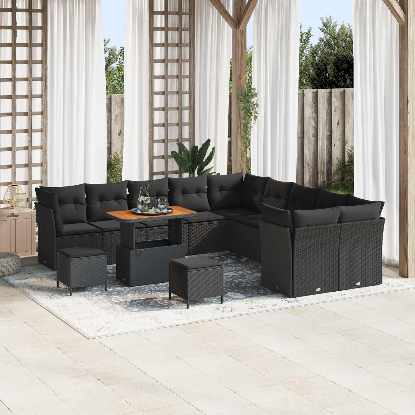 vidaXL Σετ Καναπέ Κήπου 13 pcs Μαύρο συνθετικό ρατάν
