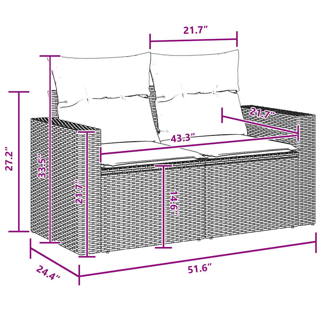 11 Τεμαχίων Σαπούνι Κήπου με Μαξιλάρια Μαύρο Πολυ Ρατάν Ακακία