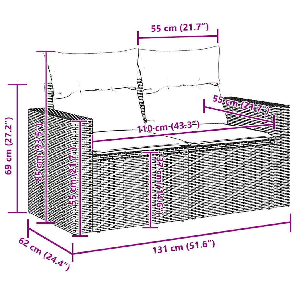 vidaXL Σετ Καθιστικού Κήπου 11 Τεμαχίων με Μαξιλάρια Μπεζ Πολυ Ρατάν Ακακία