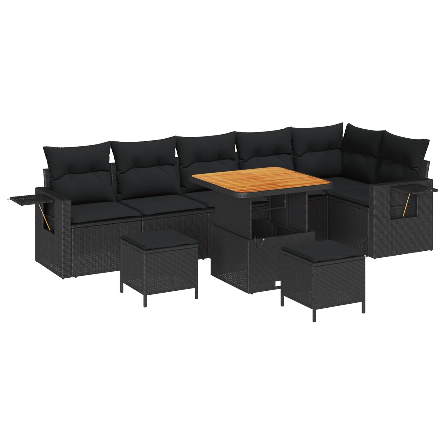 vidaXL Σετ Καναπέ Κήπου 9 pcs Μαύρο συνθετικό ρατάν