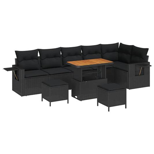 vidaXL Σετ Καναπέ Κήπου 9 pcs Μαύρο συνθετικό ρατάν