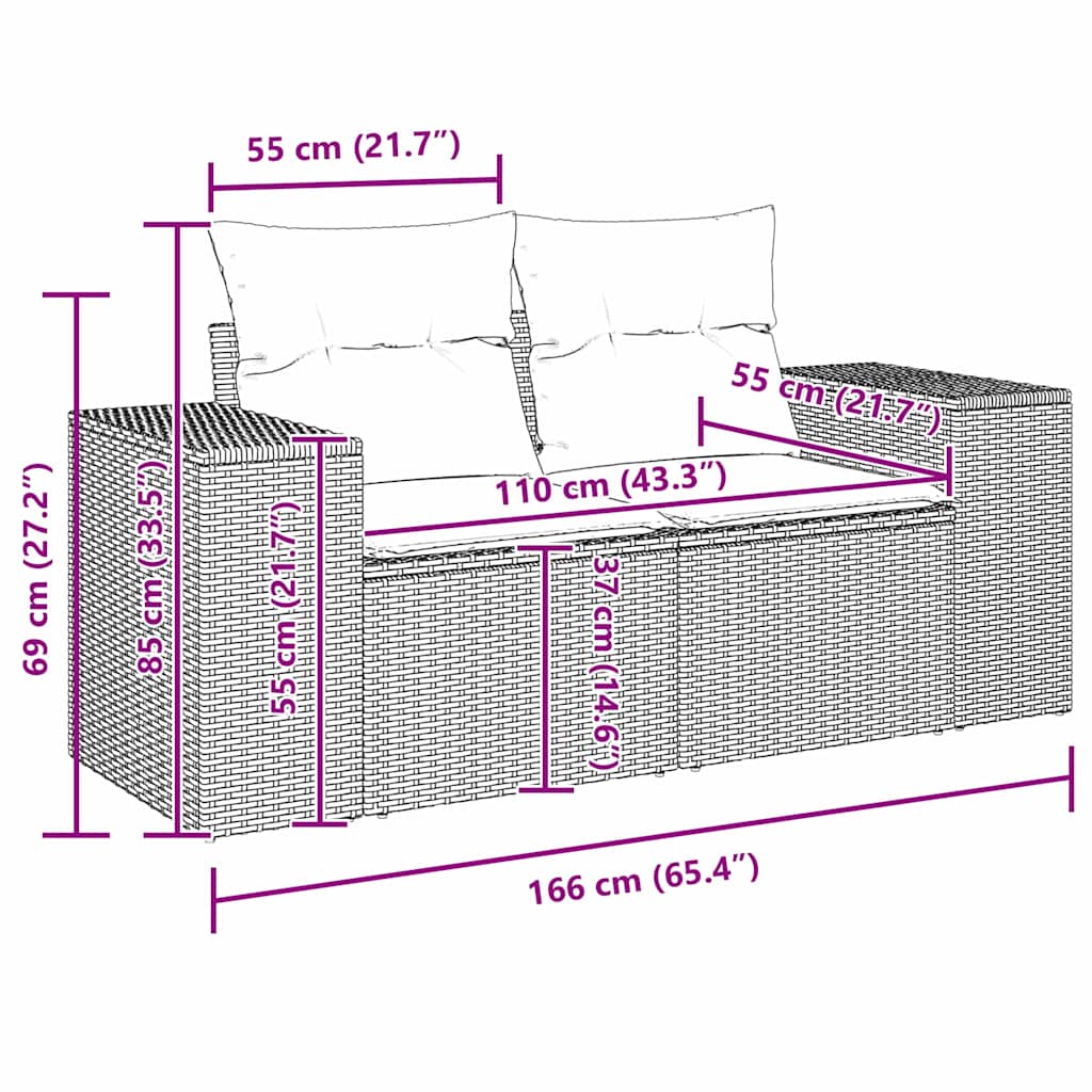 vidaXL Σετ Καναπέ Κήπου με μαξιλάρι 8 pcs Μπεζ συνθετικό ρατάν