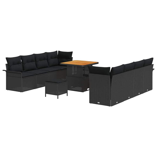 vidaXL Σετ Καναπέ Κήπου με μαξιλάρι 11 pcs Μαύρο συνθετικό ρατάν