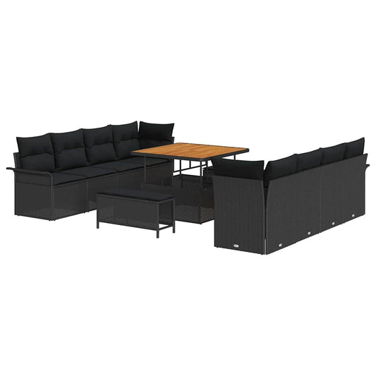 vidaXL Σετ Καναπέ Κήπου με μαξιλάρι 11 pcs Μαύρο συνθετικό ρατάν