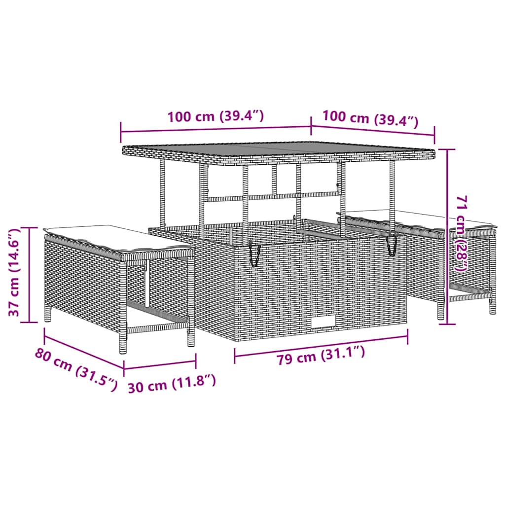 vidaXL Σετ Καναπέ Κήπου 12 pcs Γκρι συνθετικό ρατάν