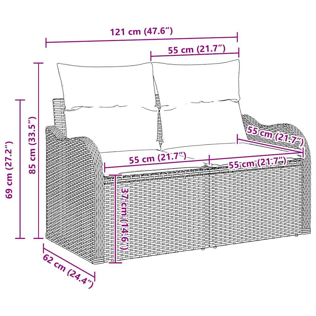 vidaXL Σετ Καναπέ Κήπου 13 pcs Μαύρο συνθετικό ρατάν