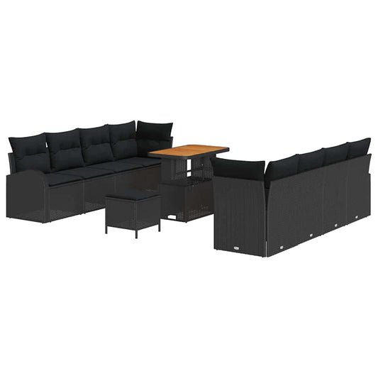 vidaXL Σετ Καναπέ Κήπου με μαξιλάρι 11 pcs Μαύρο συνθετικό ρατάν