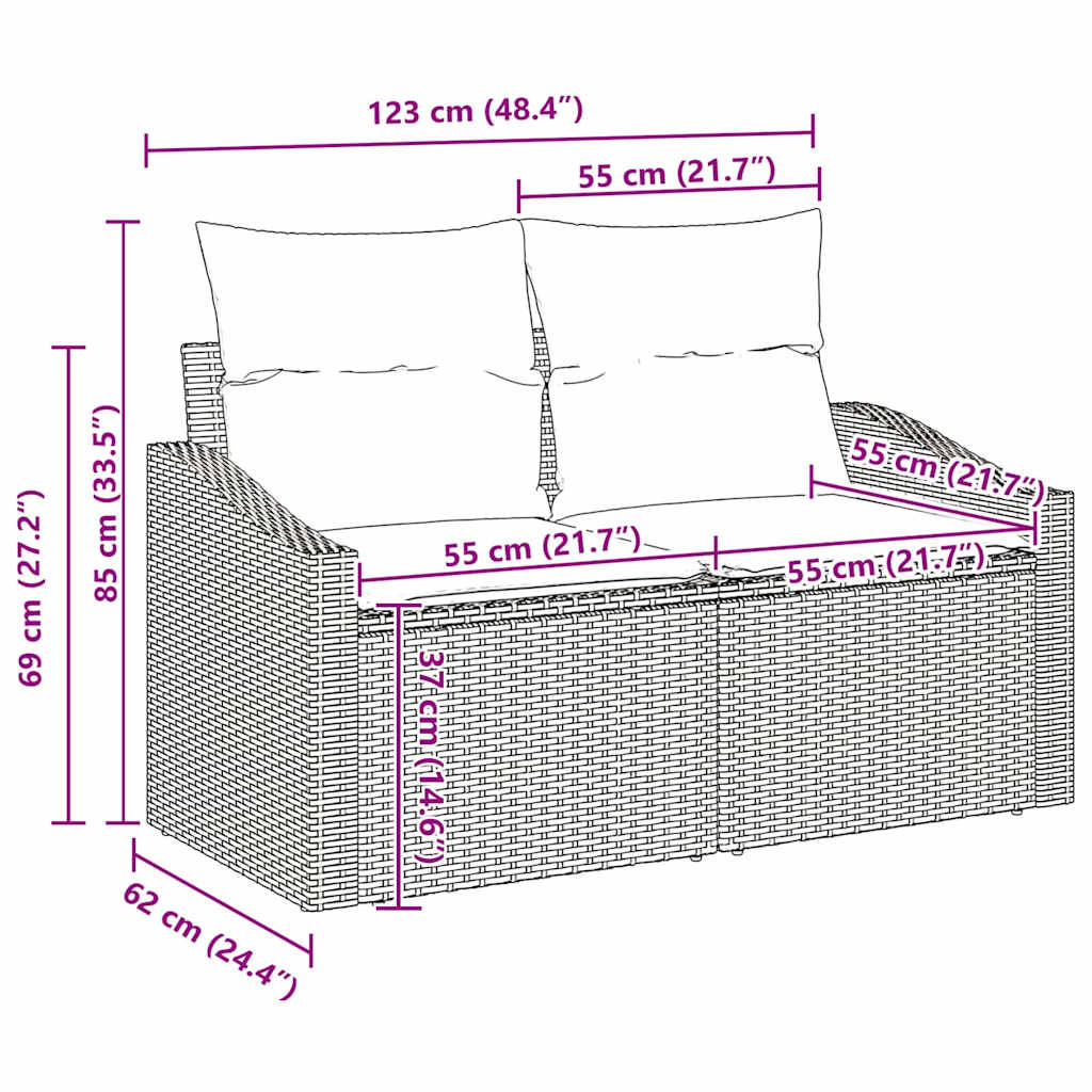 vidaXL Σετ Καναπέ Κήπου με μαξιλάρι 13 pcs Μπεζ συνθετικό ρατάν