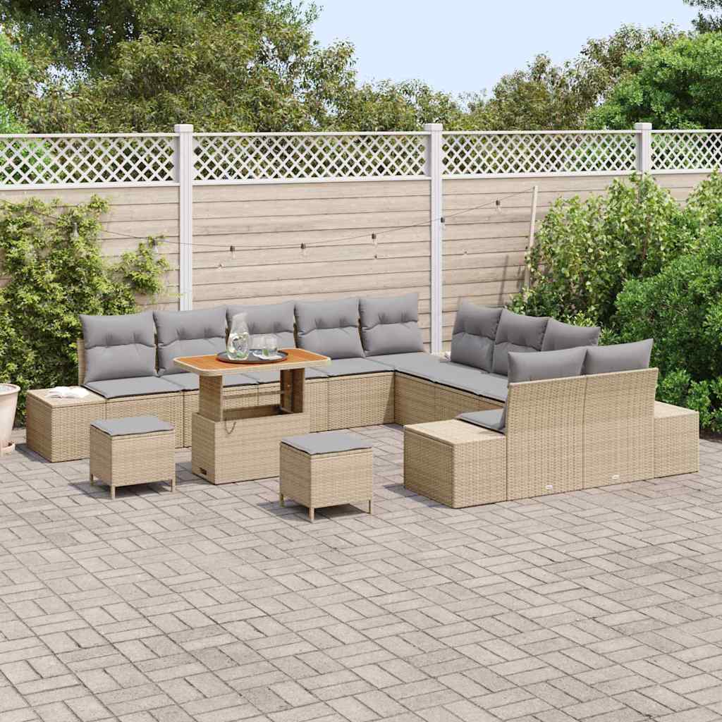 vidaXL Σετ Σαλονιού Κήπου 13 τεμαχίων με Μαξιλάρια Μπεζ Πολυ Ρατάν, vidaXL 2-θέσιο Σαλονάκι Κήπου με Μαξιλάρια Μπεζ Πολυ Ρατάν, vidaXL Σετ Γευμάτων Κήπου 3 τεμαχίων με Μαξιλάρια Μπεζ Πολυ Ρατάν