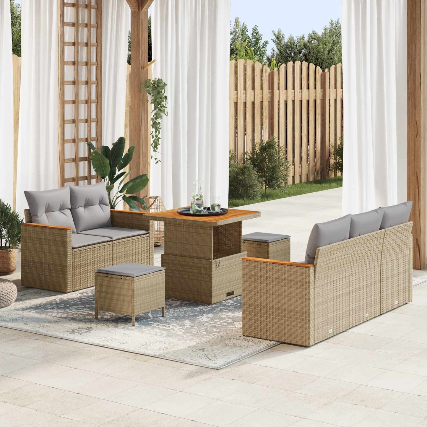 vidaXL Σετ Καναπέ Κήπου 8 pcs Μπεζ συνθετικό ρατάν