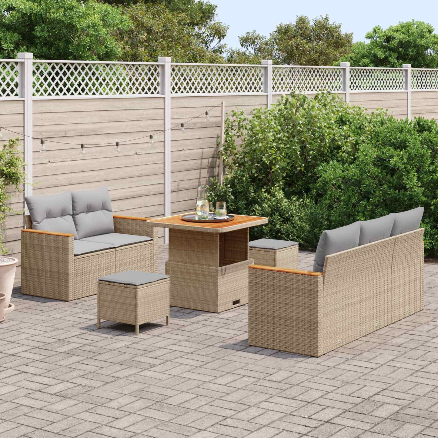 vidaXL Σετ Καναπέ Κήπου 8 pcs Μπεζ συνθετικό ρατάν