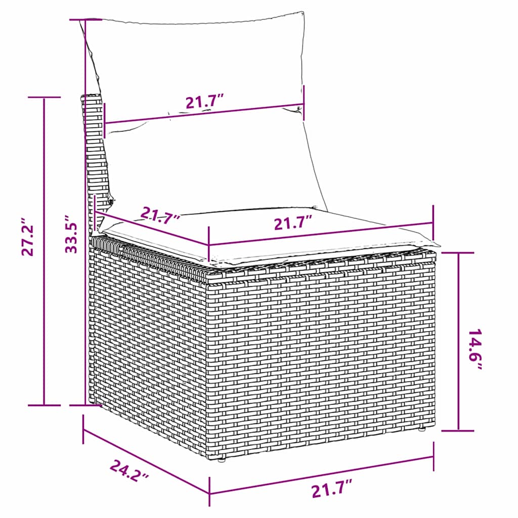 Σετ Σαλονιού Κήπου 9 Τεμαχίων με Μαξιλάρια Μαύρο Πολυρατάν Ακακία