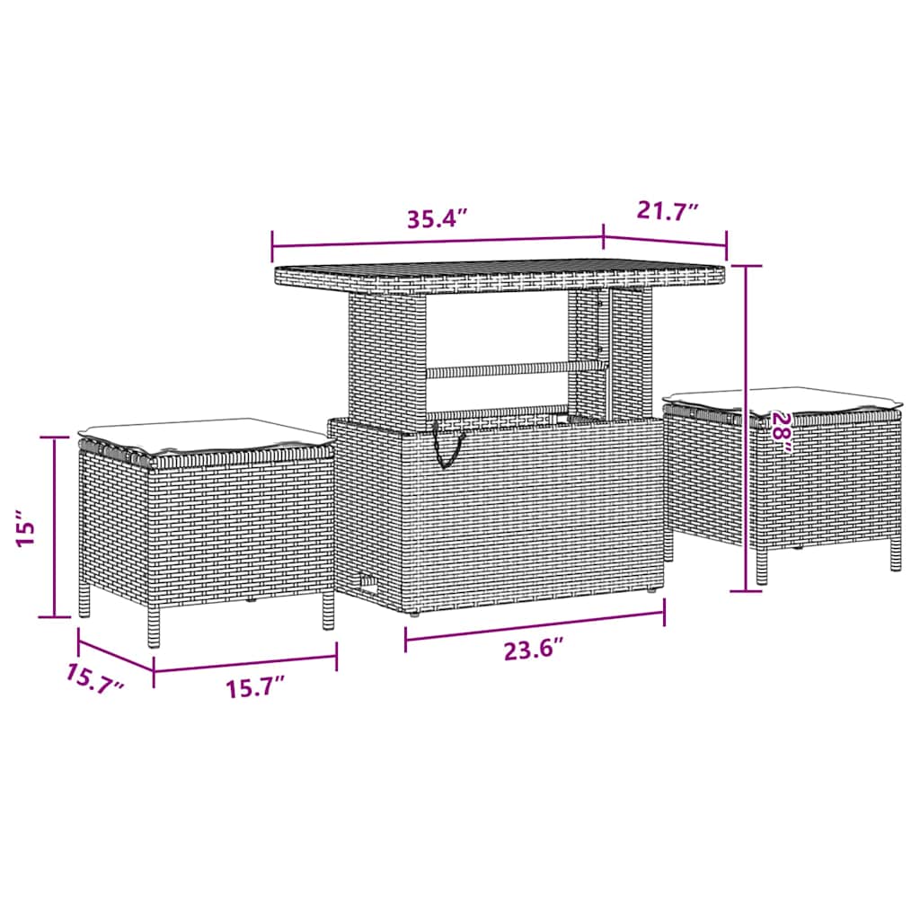 vidaXL Σετ Καναπέ Κήπου με μαξιλάρι 9 pcs Μαύρο 90 x 55 x 71 cm