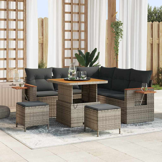 vidaXL Σετ Καναπέ Κήπου με μαξιλάρι 8 pcs Γκρι