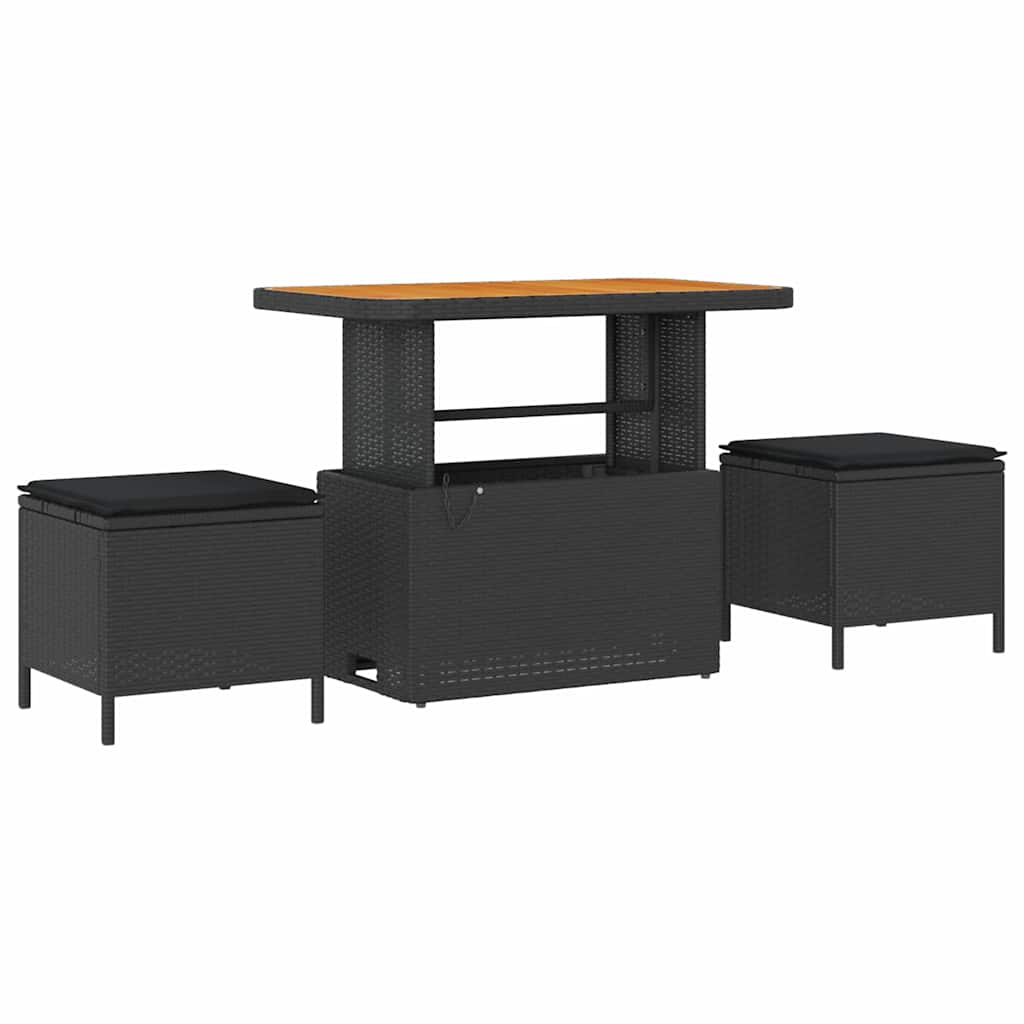 vidaXL Σετ Καναπέ Κήπου με μαξιλάρι 9 pcs Μαύρο 90 x 55 x 71 cm