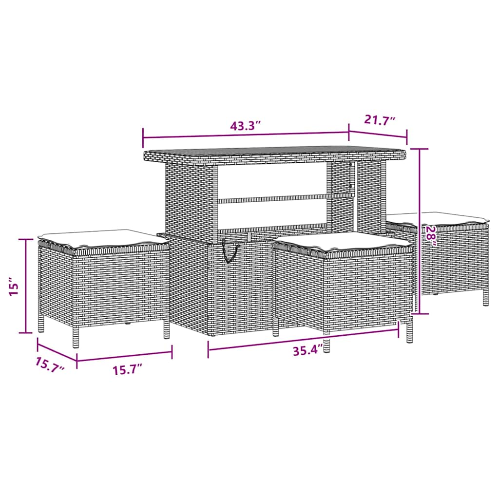 vidaXL Σετ 13 Τεμαχίων Καναπέ Κήπου με Μαξιλάρια Μαύρο Πολυ Ρατάν Ακακία