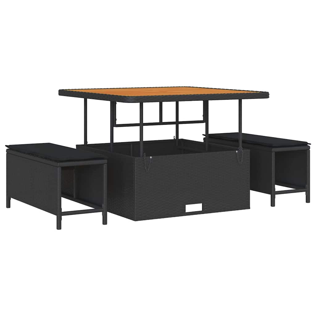 vidaXL Σετ Καναπέ Κήπου με μαξιλάρι 11 pcs Μαύρο 100 x 100 x 71 cm