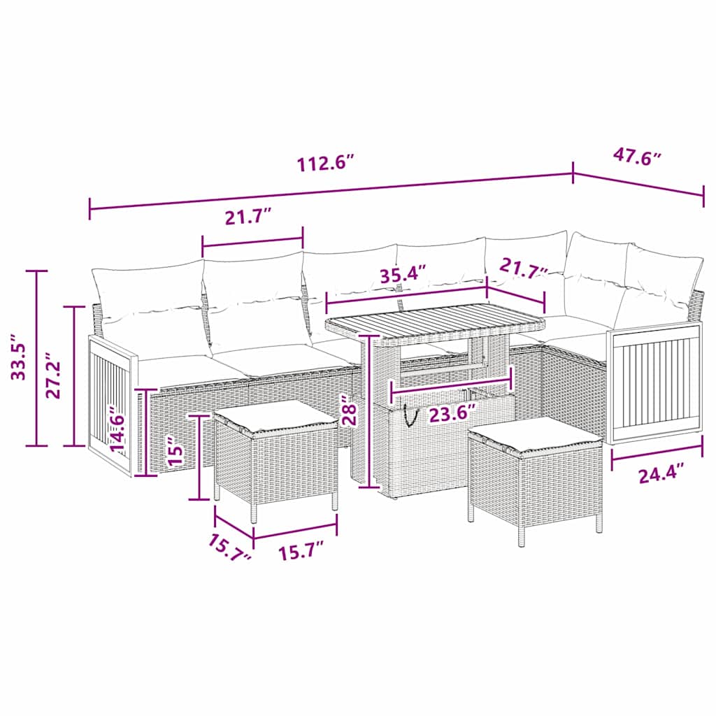 vidaXL Σετ 9 Τεμαχίων Καναπέ Κήπου με Μαξιλάρια Μαύρο Πολυ Ρατάν Ακακία