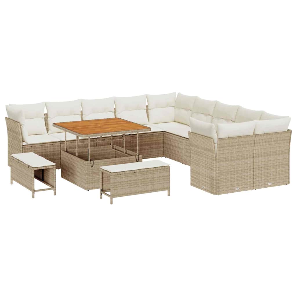 vidaXL Σετ Καναπέ Κήπου 13 pcs Μπεζ και Κρέμα συνθετικό ρατάν