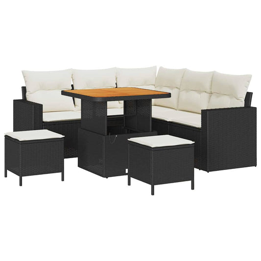 vidaXL Σετ Καναπέ Κήπου 9 pcs Μαύρο και Κρέμα συνθετικό ρατάν