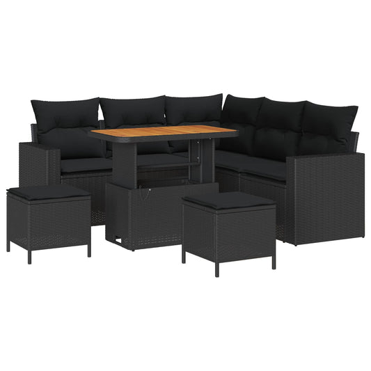 vidaXL Σετ Καναπέ Κήπου με μαξιλάρι 9 pcs Μαύρο συνθετικό ρατάν