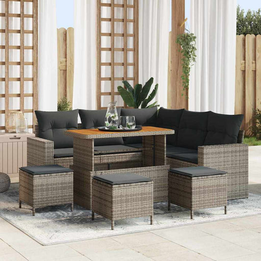 vidaXL Σετ Καναπέ Κήπου με μαξιλάρι 10 pcs Γκρι συνθετικό ρατάν
