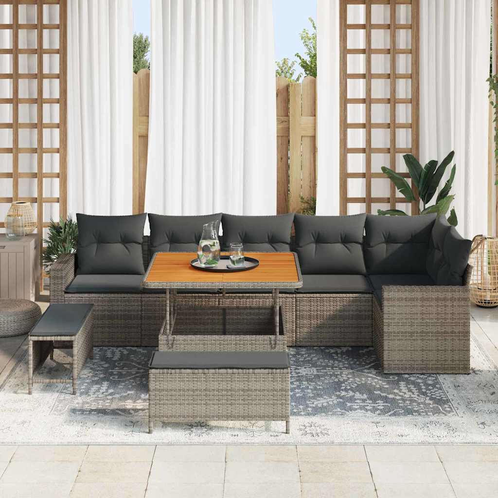 vidaXL Σετ Καναπέ Κήπου με μαξιλάρι 11 pcs Γκρι συνθετικό ρατάν