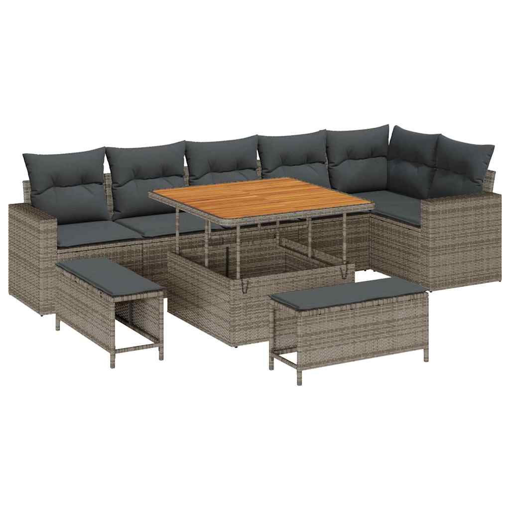 vidaXL Σετ Καναπέ Κήπου με μαξιλάρι 11 pcs Γκρι συνθετικό ρατάν