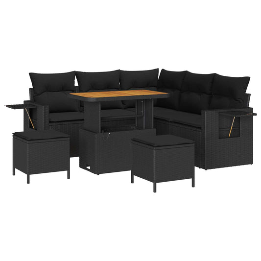vidaXL Σετ Καναπέ Κήπου με μαξιλάρι 9 pcs Μαύρο συνθετικό ρατάν