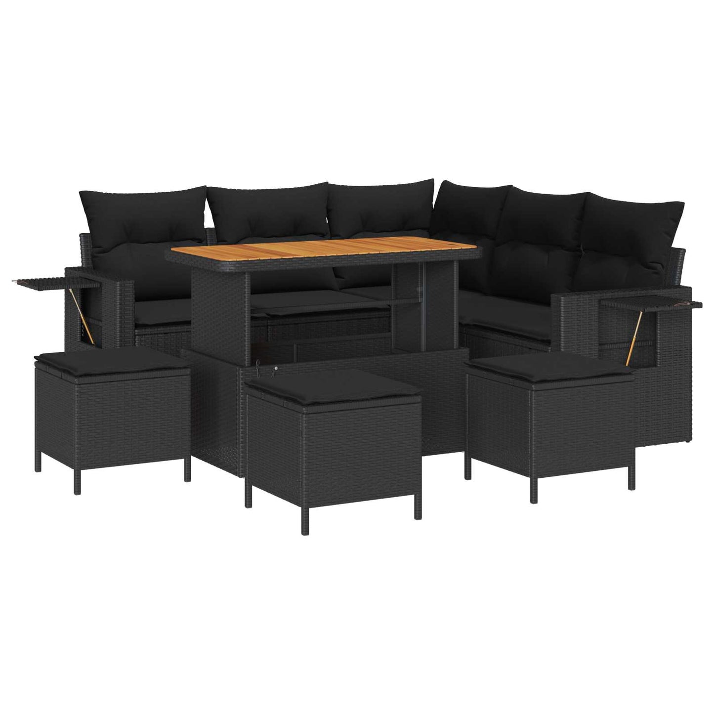 vidaXL Σετ Καναπέ Κήπου με μαξιλάρι 10 pcs Μαύρο συνθετικό ρατάν