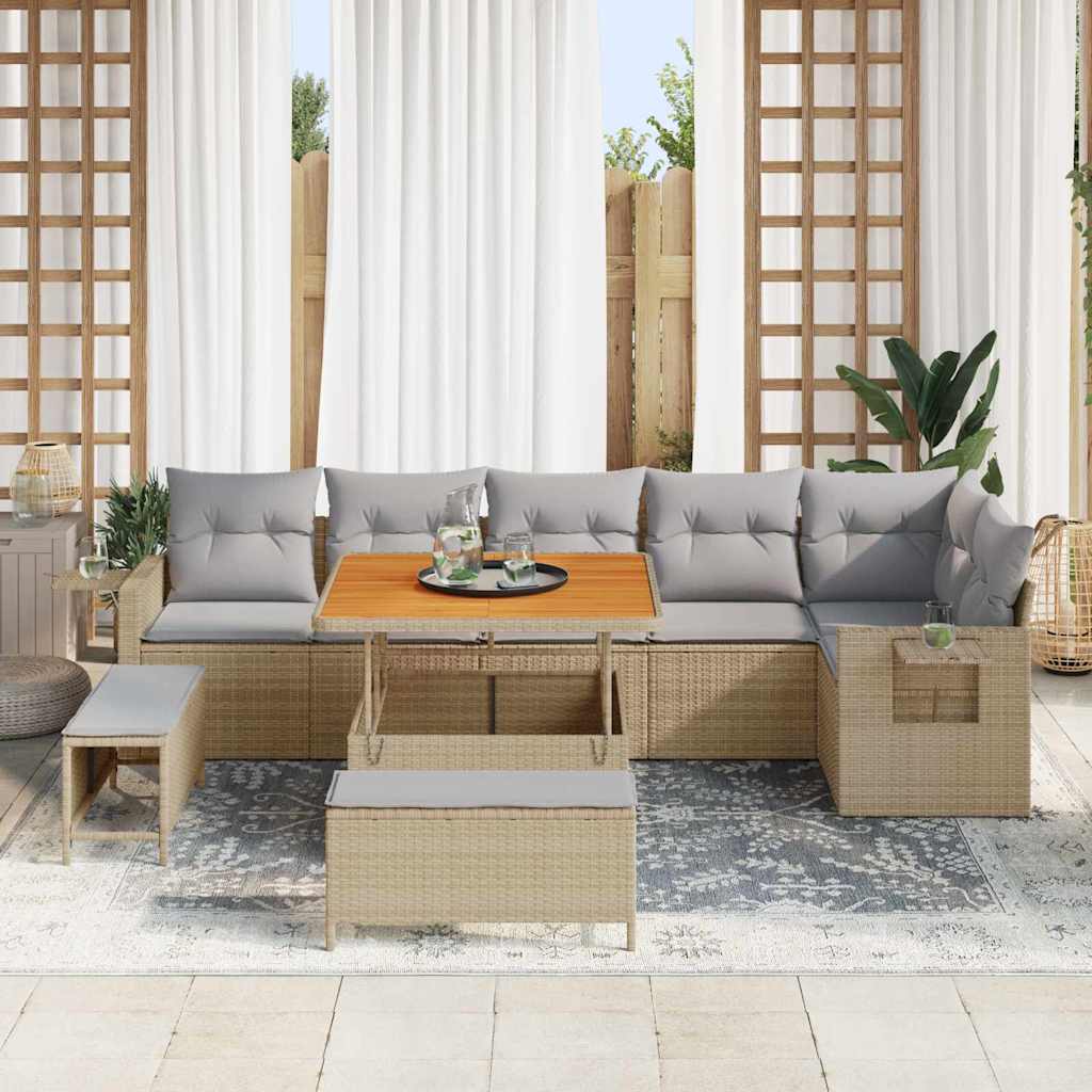 vidaXL Σετ Καναπέ Κήπου 11 pcs Μπέζ και Ανοιχτό Γκρι συνθετικό ρατάν