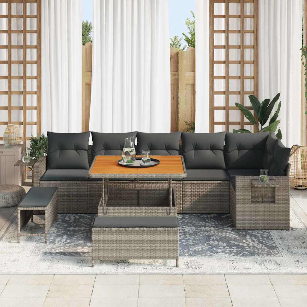 vidaXL Σετ Καναπέ Κήπου με μαξιλάρι 11 pcs Γκρι συνθετικό ρατάν