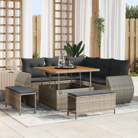vidaXL Σετ Καναπέ Κήπου με μαξιλάρι 8 pcs Γκρι συνθετικό ρατάν