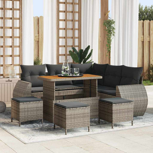 vidaXL Σετ Καναπέ Κήπου με μαξιλάρι 9 pcs Γκρι συνθετικό ρατάν