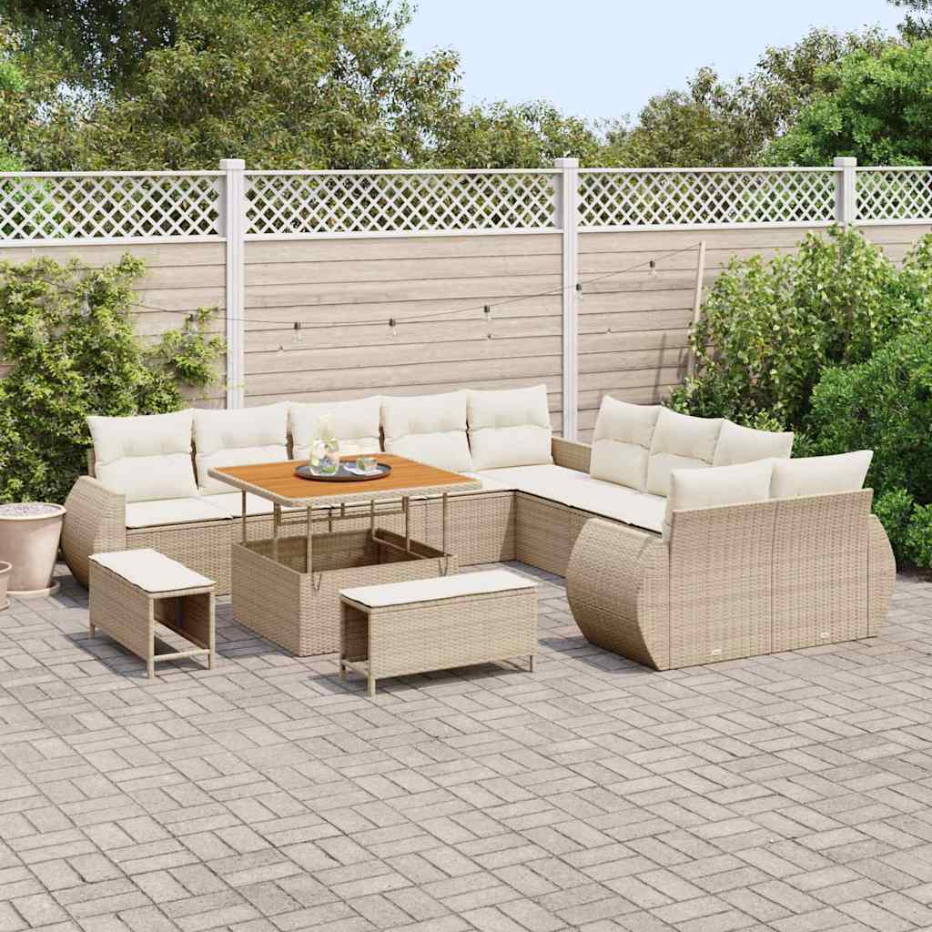 vidaXL Σετ Καναπέ Κήπου 13 pcs μπεζ και κρεμ 100 x 100 x 71 cm