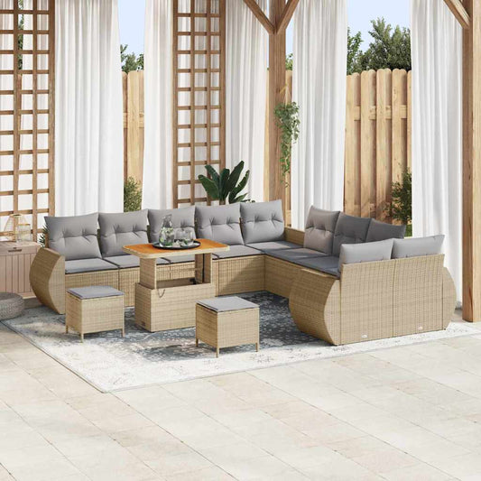 vidaXL Σετ Καναπέ Κήπου 13 pcs μπεζ και ανοιχτό γκρι 90 x 55 x 71 cm