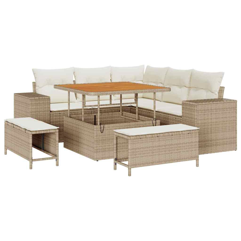 vidaXL Σετ Καναπέ Κήπου 8 pcs Μπεζ και Κρέμα 100 x 100 x 71 cm