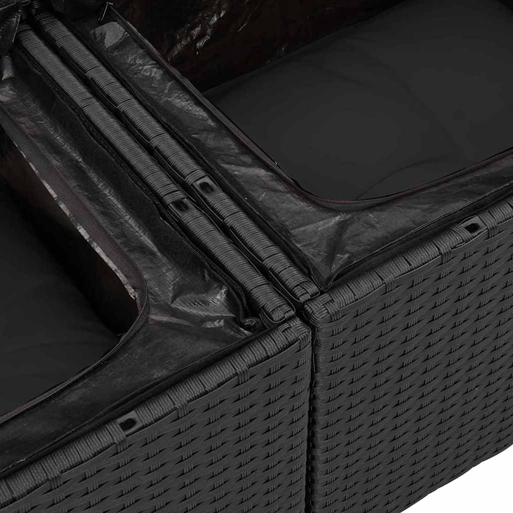 vidaXL Σετ Καναπέ Κήπου με μαξιλάρι 13 pcs Μαύρο 80 x 80 x 71 cm