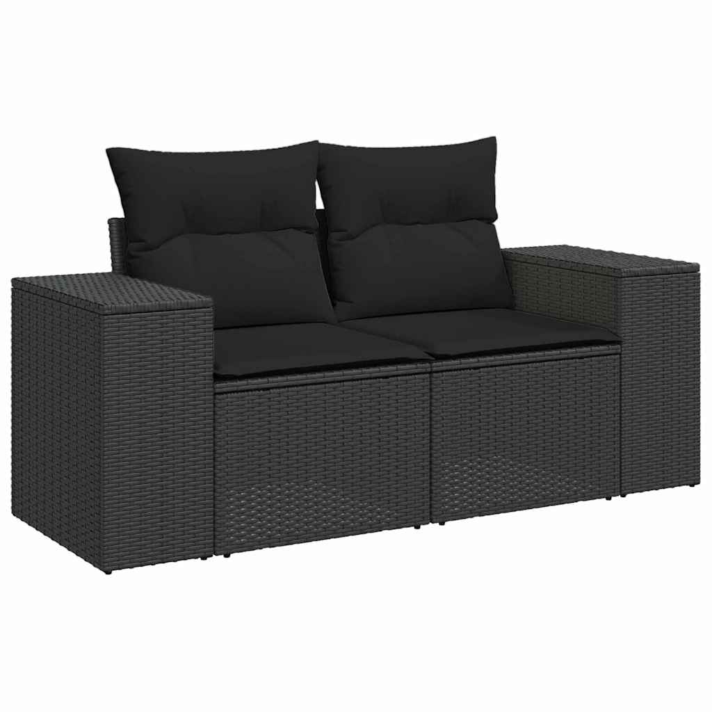 vidaXL Σετ Καναπέ Κήπου με μαξιλάρι 13 pcs Μαύρο 90 x 55 x 71 cm