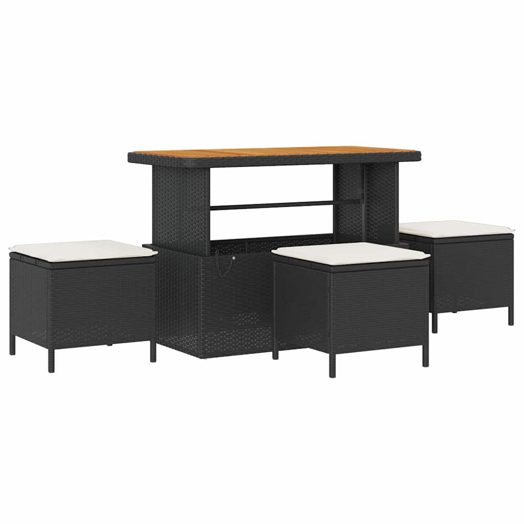 vidaXL Σετ Καναπέ Κήπου με μαξιλάρι με μαξιλάρι 14 pcs Μαύρο και Κρέμα