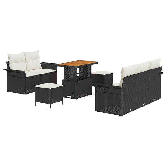 vidaXL Σετ Καναπέ Κήπου με μαξιλάρι με μαξιλάρι 8 pcs Μαύρο και Κρέμα