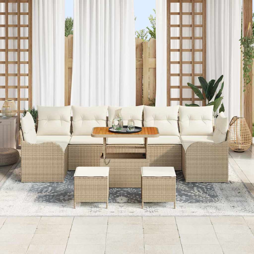 vidaXL Σετ Καναπέ Κήπου με μαξιλάρι 10 pcs Μπεζ, Κρέμα 90 x 55 x 71 cm