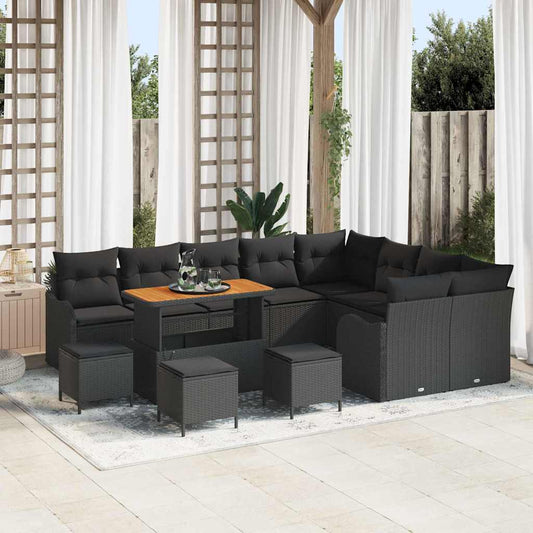 vidaXL Σετ Καναπέ Κήπου με μαξιλάρι 13 pcs Μαύρο 110 x 55 x 71 εκ