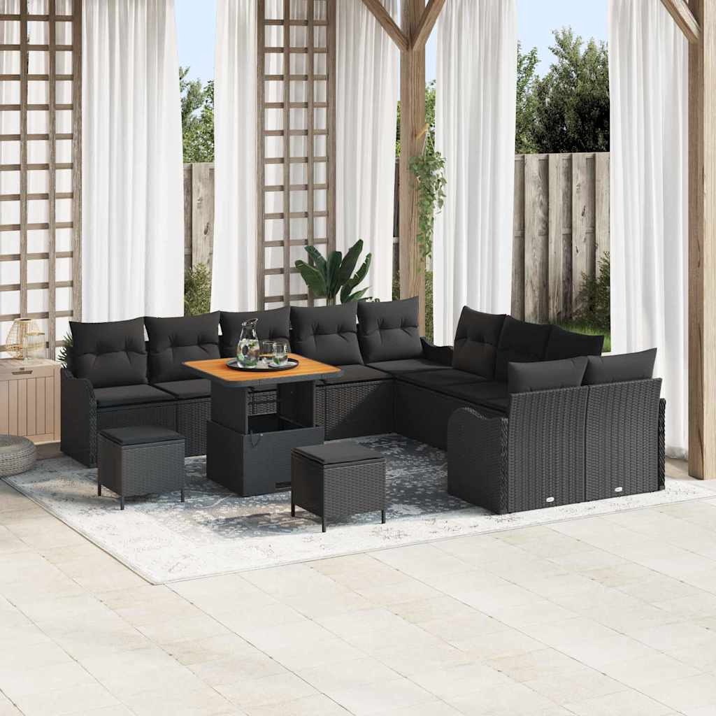 vidaXL Σετ Καναπέ Κήπου με μαξιλάρι 13 pcs Μαύρο 80 x 80 x 71 cm