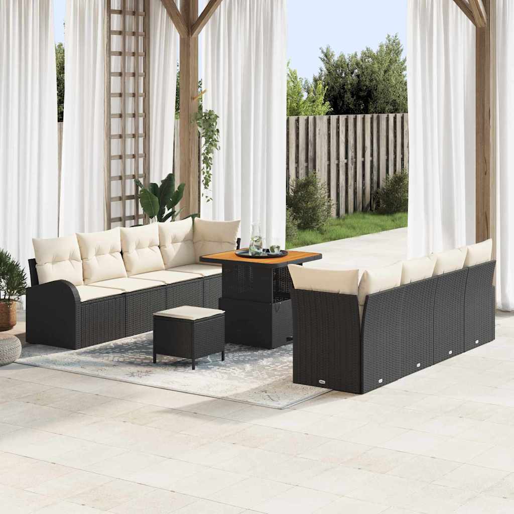 vidaXL Σετ Καναπέ Κήπου 11 pcs Μαύρο, Κρέμα 80 x 80 x 71 cm